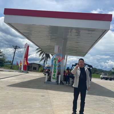 Modulaire staalconstructie, tankstation, herbruikbare staal schuur.