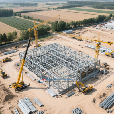 Grote overspanning geprefabriceerde PEB stalen constructie fabriekshal cementmolen