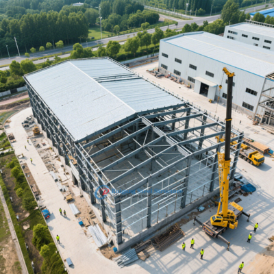 Fabrieksdirect geprefabriceerde PEB-staalconstructie magazijn voor opslag met hoogwaardige sandwichpanelen