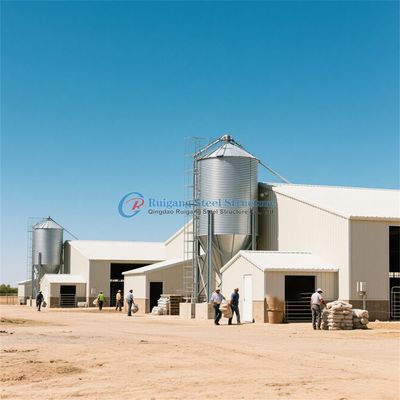 Prefab staal structuur pluimveehuis aangepast staal frame kippenhok